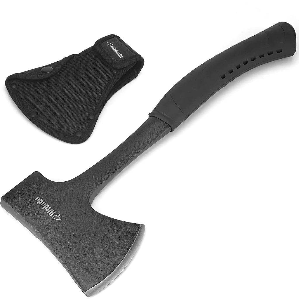 Hitdudu Camping Hatchet Full Tang Camping Axe Splitting Axe for Wood Splitting and Kindling Forged Carbon Steel Heat Treated Hand Maul Tool Shock Reduction Handle with Anti-Slip Grip