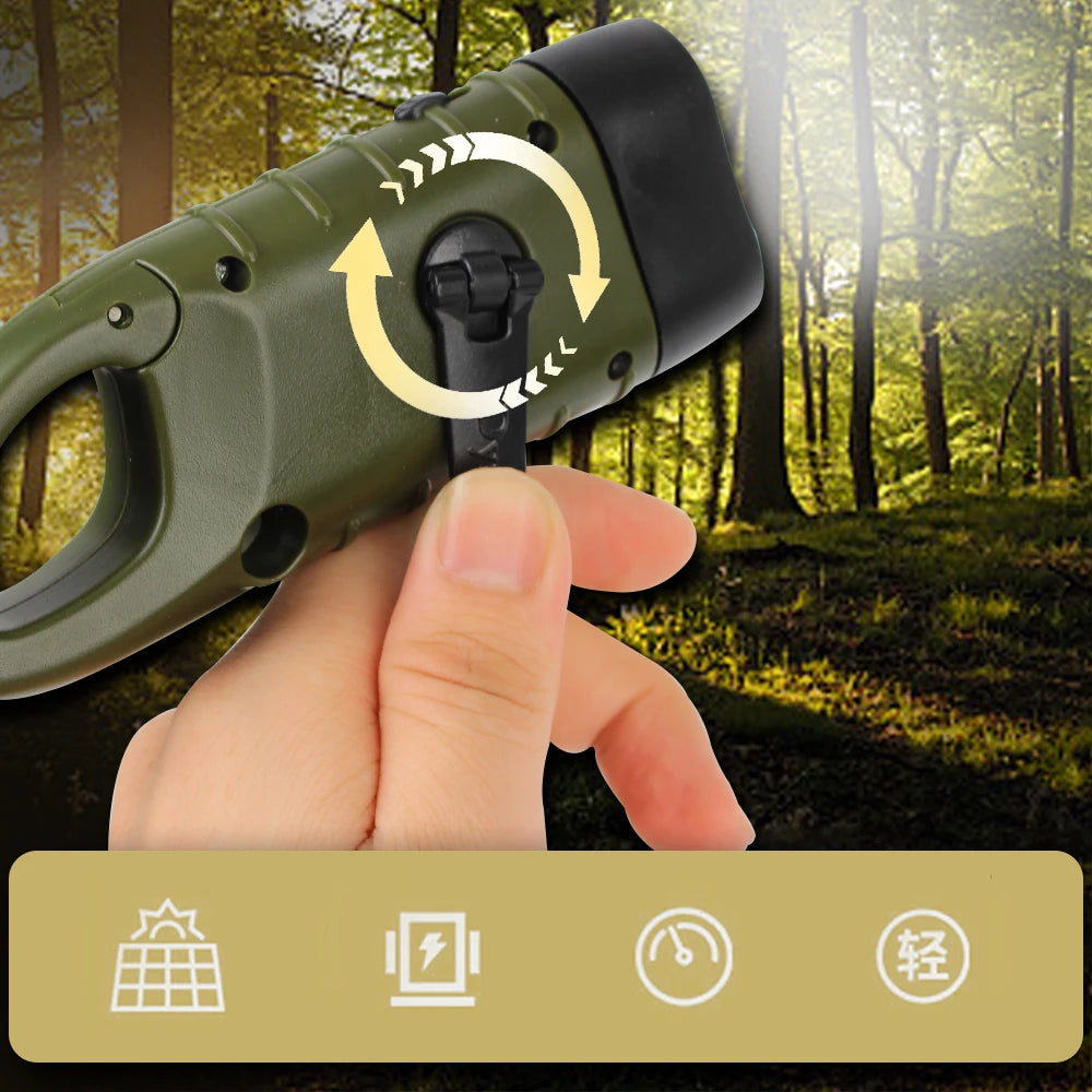 Torch Lantern for Outdoor Camping Mountaineering LED Flashlight Hand Crank Dynamo Tent Light Solar Power Portable