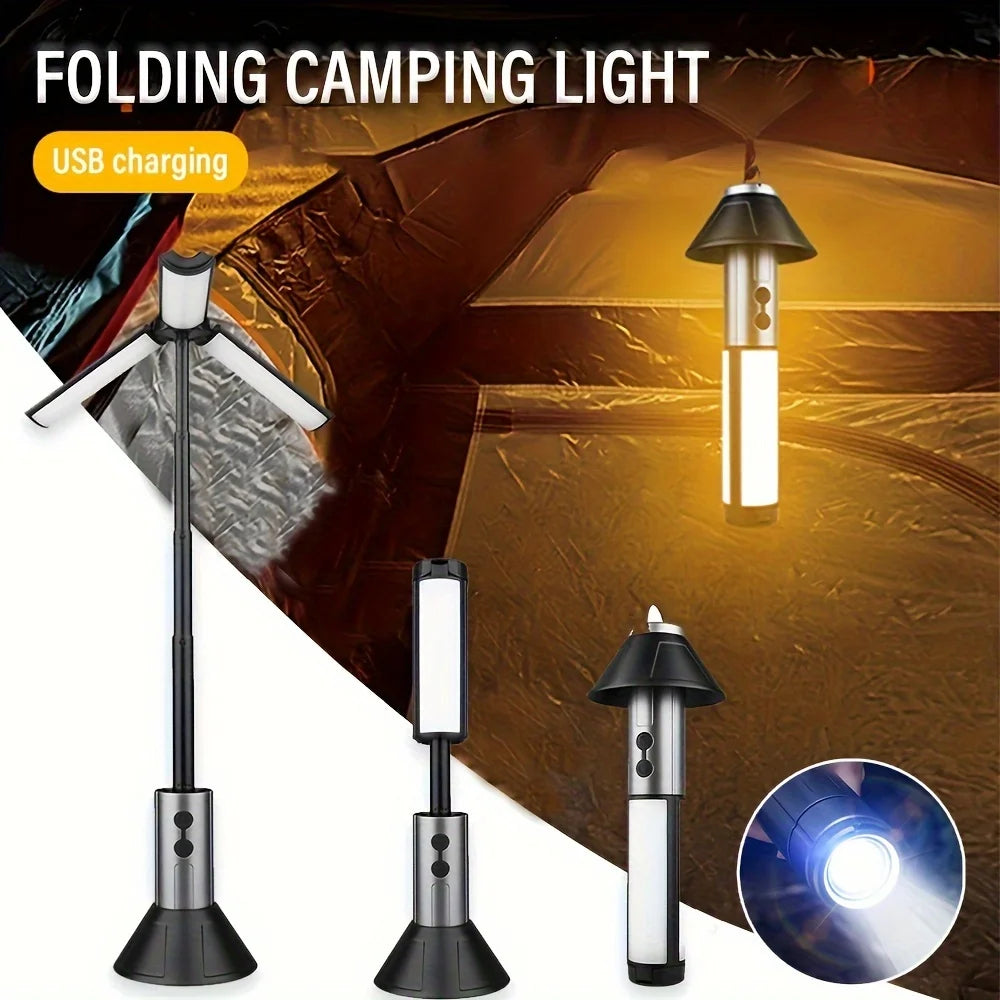 Multi-functional Camping Light 2 in 1 USB Rechargeable Camping Lantern\Flashlight with Hook Outdoor Emergency Camping  Lamp