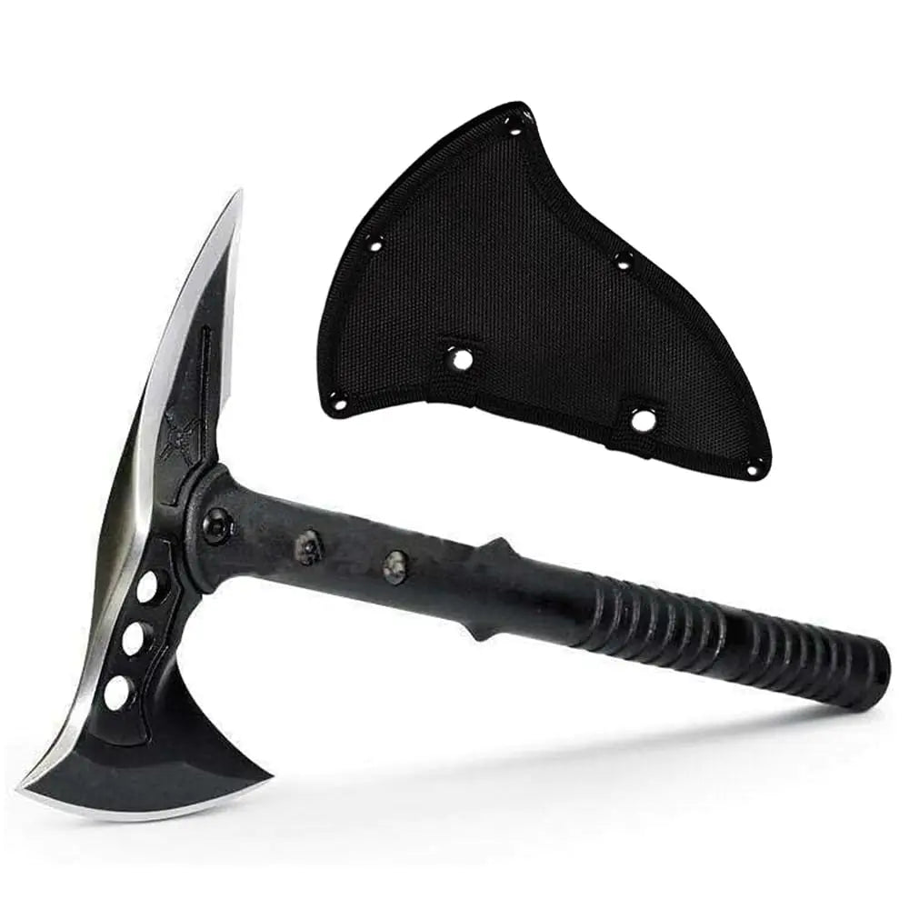 DOOM BLADE Camping Hatchet Axe with Nylon SheathTomahawk Viking Axe Forged High Carbon SteelPortable Camping Axe for Outdoor Splitting WoodHunting Survival (Double-Bit Axe * 1)