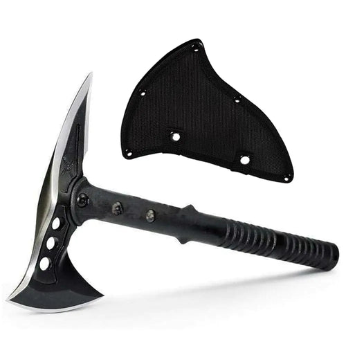 DOOM BLADE Camping Hatchet Axe with Nylon SheathTomahawk Viking Axe Forged High Carbon SteelPortable Camping Axe for Outdoor Splitting WoodHunting Survival (Double-Bit Axe * 1)